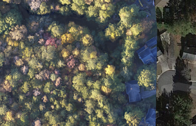 orthomosaic map overlayed on google maps