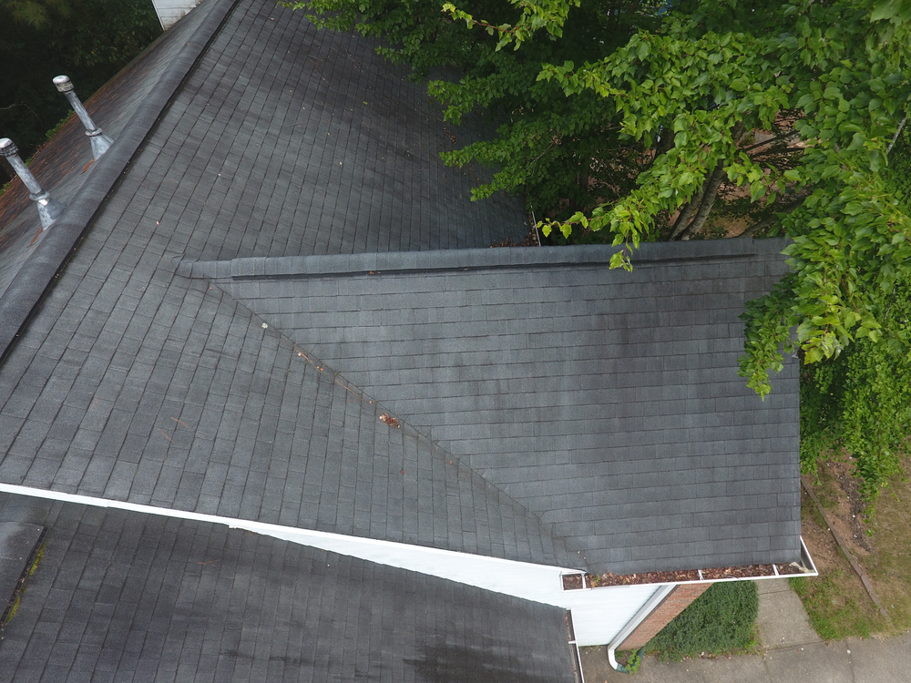 aerial image of residential roof